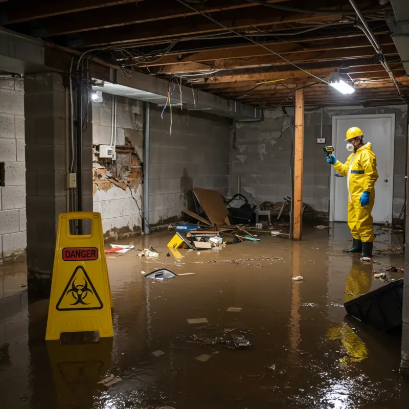 Flooded Basement Electrical Hazard in Calera, OK Property